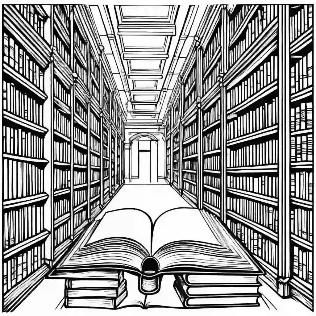Library Books coloring pages